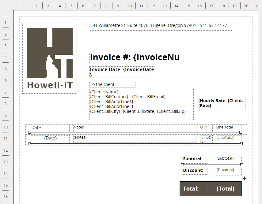 My invoice template